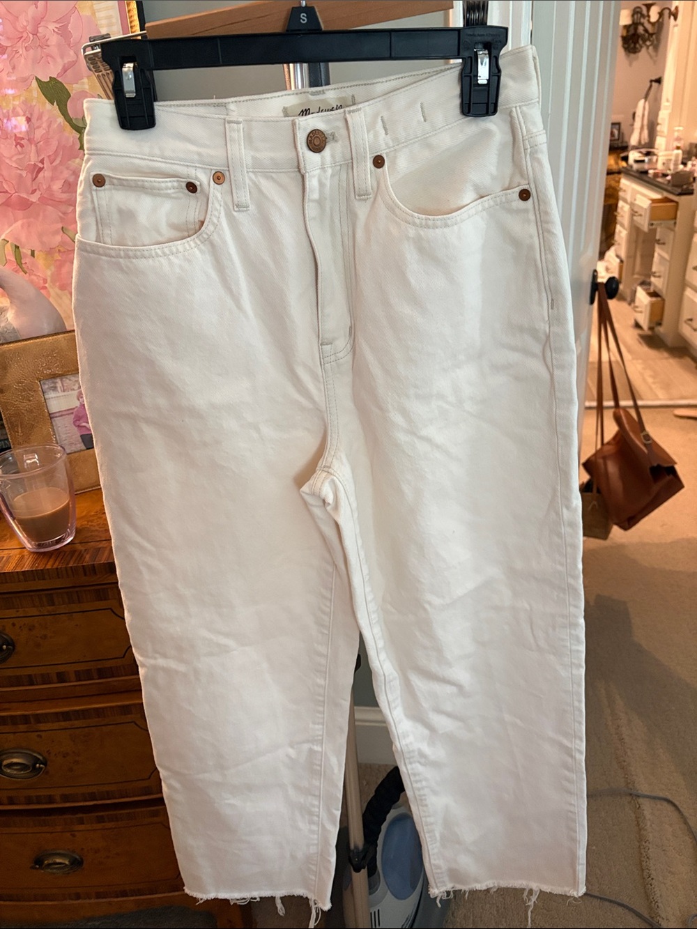 Madewell off White Cropped High-Rise Jeans baggy straight